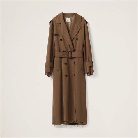 miu miu two-tone wool-gabardine coat|Cork Beige Double.